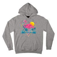 Pink Flamingo Beach Summer Vibes Palm Trees Tropical Summer Tall Hoodie