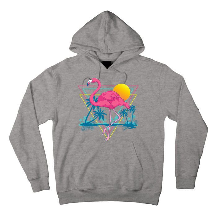 Pink Flamingo Beach Summer Vibes Palm Trees Tropical Summer Tall Hoodie