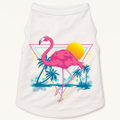 Pink Flamingo Beach Summer Vibes Palm Trees Tropical Summer Doggie Tank