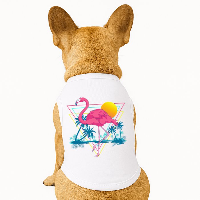 Pink Flamingo Beach Summer Vibes Palm Trees Tropical Summer Doggie Tank
