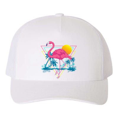 Pink Flamingo Beach Summer Vibes Palm Trees Tropical Summer Yupoong Adult 5-Panel Trucker Hat