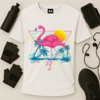 Pink Flamingo Beach Summer Vibes Palm Trees Tropical Summer Performance Shirt