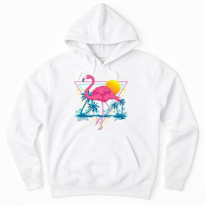 Pink Flamingo Beach Summer Vibes Palm Trees Tropical Summer Hoodie