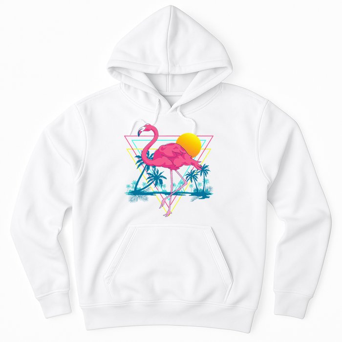 Pink Flamingo Beach Summer Vibes Palm Trees Tropical Summer Hoodie