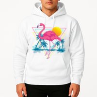 Pink Flamingo Beach Summer Vibes Palm Trees Tropical Summer Hoodie
