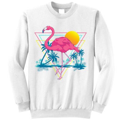 Pink Flamingo Beach Summer Vibes Palm Trees Tropical Summer Sweatshirt