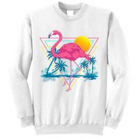 Pink Flamingo Beach Summer Vibes Palm Trees Tropical Summer Sweatshirt