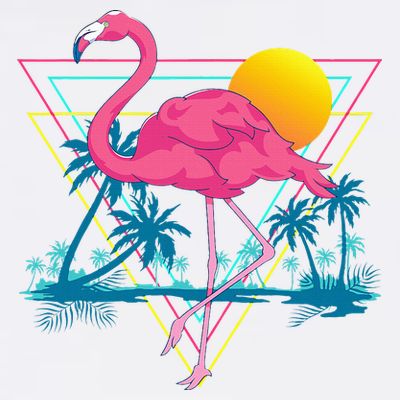 Pink Flamingo Beach Summer Vibes Palm Trees Tropical Summer T-Shirt