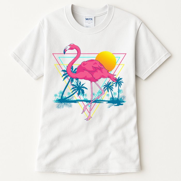 Pink Flamingo Beach Summer Vibes Palm Trees Tropical Summer Tall T-Shirt