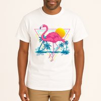 Pink Flamingo Beach Summer Vibes Palm Trees Tropical Summer Tall T-Shirt