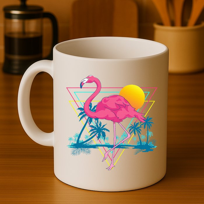 Pink Flamingo Beach Summer Vibes Palm Trees Tropical Summer Mug