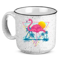 Pink Flamingo Beach Summer Vibes Palm Trees Tropical Summer 15oz Campfire Ceramic Mug