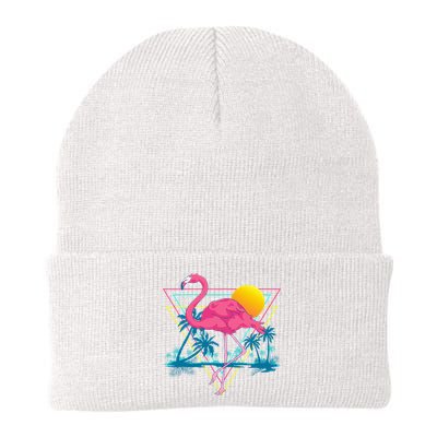 Pink Flamingo Beach Summer Vibes Palm Trees Tropical Summer Beanie