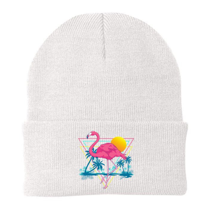 Pink Flamingo Beach Summer Vibes Palm Trees Tropical Summer Beanie