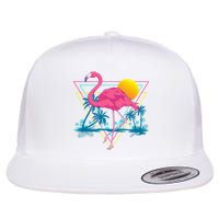 Pink Flamingo Beach Summer Vibes Palm Trees Tropical Summer Flat Bill Trucker Hat