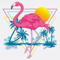 Pink Flamingo Beach Summer Vibes Palm Trees Tropical Summer Flat Bill Trucker Hat