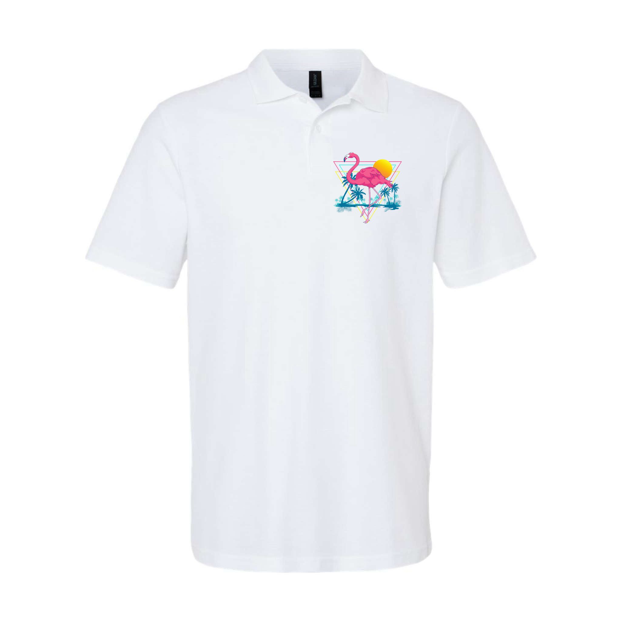 Pink Flamingo Beach Summer Vibes Palm Trees Tropical Summer Polo