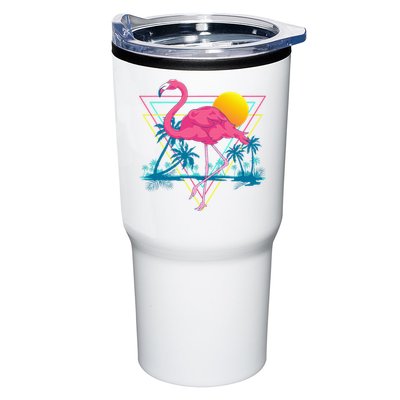 Pink Flamingo Beach Summer Vibes Palm Trees Tropical Summer Tumbler