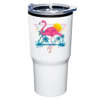 Pink Flamingo Beach Summer Vibes Palm Trees Tropical Summer Tumbler