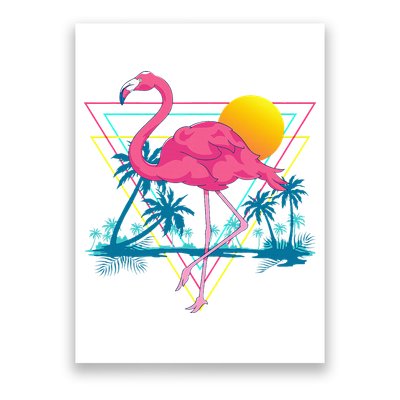 Pink Flamingo Beach Summer Vibes Palm Trees Tropical Summer Poster