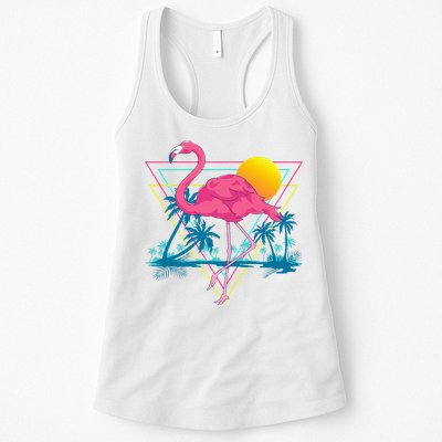 Pink Flamingo Beach Summer Vibes Palm Trees Tropical Summer Womens Tank Top