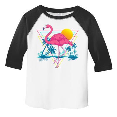 Pink Flamingo Beach Summer Vibes Palm Trees Tropical Summer Toddler Fine Jersey T-Shirt