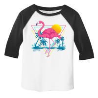 Pink Flamingo Beach Summer Vibes Palm Trees Tropical Summer Toddler Fine Jersey T-Shirt