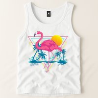 Pink Flamingo Beach Summer Vibes Palm Trees Tropical Summer Tank Top
