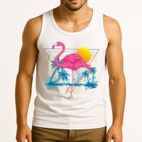 Pink Flamingo Beach Summer Vibes Palm Trees Tropical Summer Tank Top