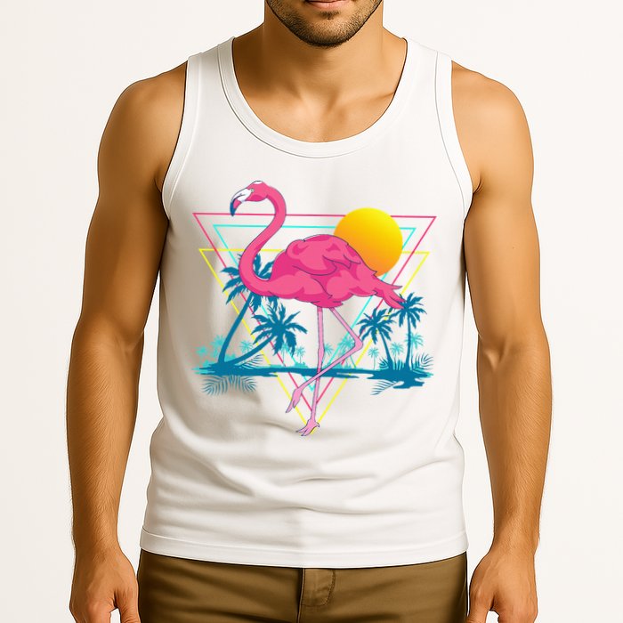 Pink Flamingo Beach Summer Vibes Palm Trees Tropical Summer Tank Top