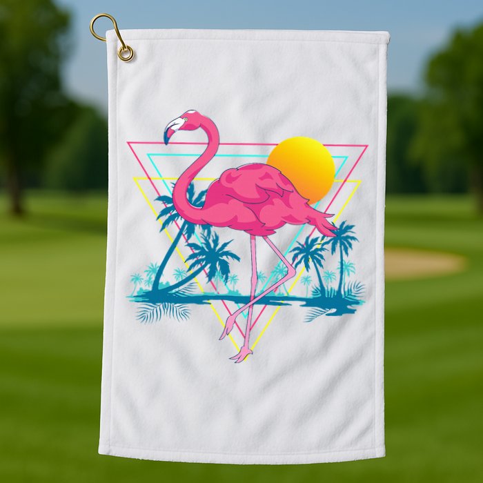 Pink Flamingo Beach Summer Vibes Palm Trees Tropical Summer Golf Towel