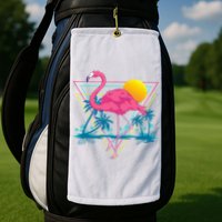 Pink Flamingo Beach Summer Vibes Palm Trees Tropical Summer Golf Towel