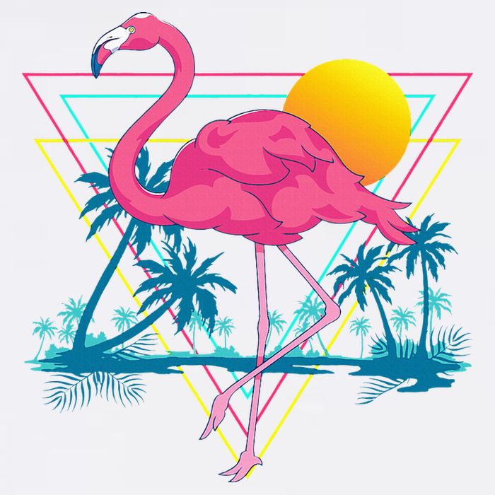 Pink Flamingo Beach Summer Vibes Palm Trees Tropical Summer Toddler T-Shirt