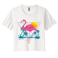 Pink Flamingo Beach Summer Vibes Palm Trees Tropical Summer Crop Top