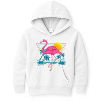 Pink Flamingo Beach Summer Vibes Palm Trees Tropical Summer Kids Hoodie