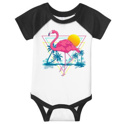 Pink Flamingo Beach Summer Vibes Palm Trees Tropical Summer Infant Baby Jersey Bodysuit