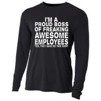 Proud Freaking Boss Of Awesome Employees Funny Gift Cooling Performance Long Sleeve Crew