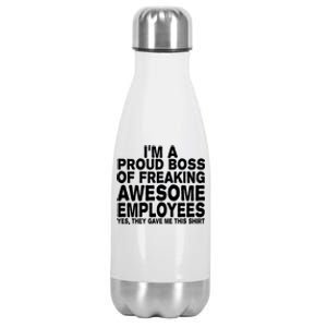 Proud Freaking Boss Of Awesome Employees Funny Gift Stainless Steel Insulated Water Bottle