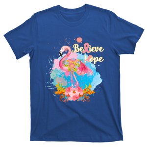 Pink Flamingo Believe Hope Breast Cancer Awareness Month Funny Gift T-Shirt