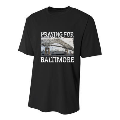 Praying For Baltimore The Baltimore Bridge Youth Performance Sprint T-Shirt