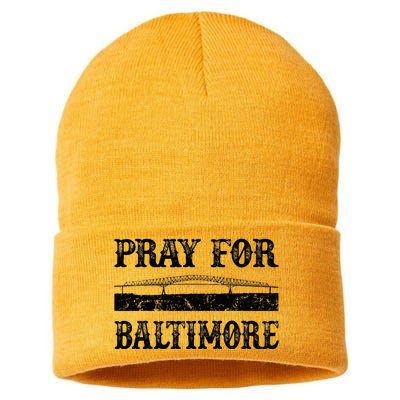 Pray For Baltimore Francis Scott Key Bridge Sustainable Knit Beanie