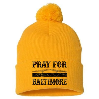 Pray For Baltimore Francis Scott Key Bridge Pom Pom 12in Knit Beanie