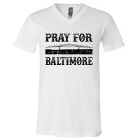 Pray For Baltimore Francis Scott Key Bridge V-Neck T-Shirt