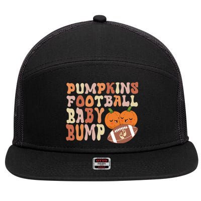 Pumpkins Football Baby Bumps Fall Thanksgiving Pregnancy 7 Panel Mesh Trucker Snapback Hat