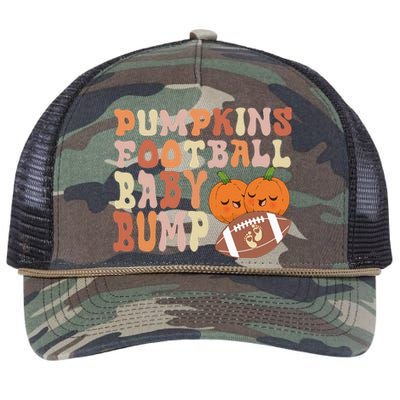 Pumpkins Football Baby Bumps Fall Thanksgiving Pregnancy Retro Rope Trucker Hat Cap