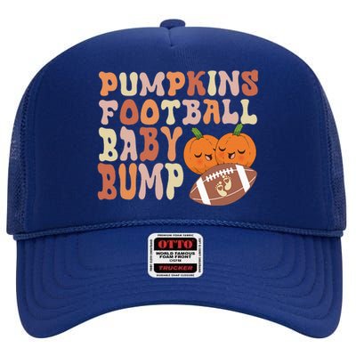 Pumpkins Football Baby Bumps Fall Thanksgiving Pregnancy High Crown Mesh Back Trucker Hat