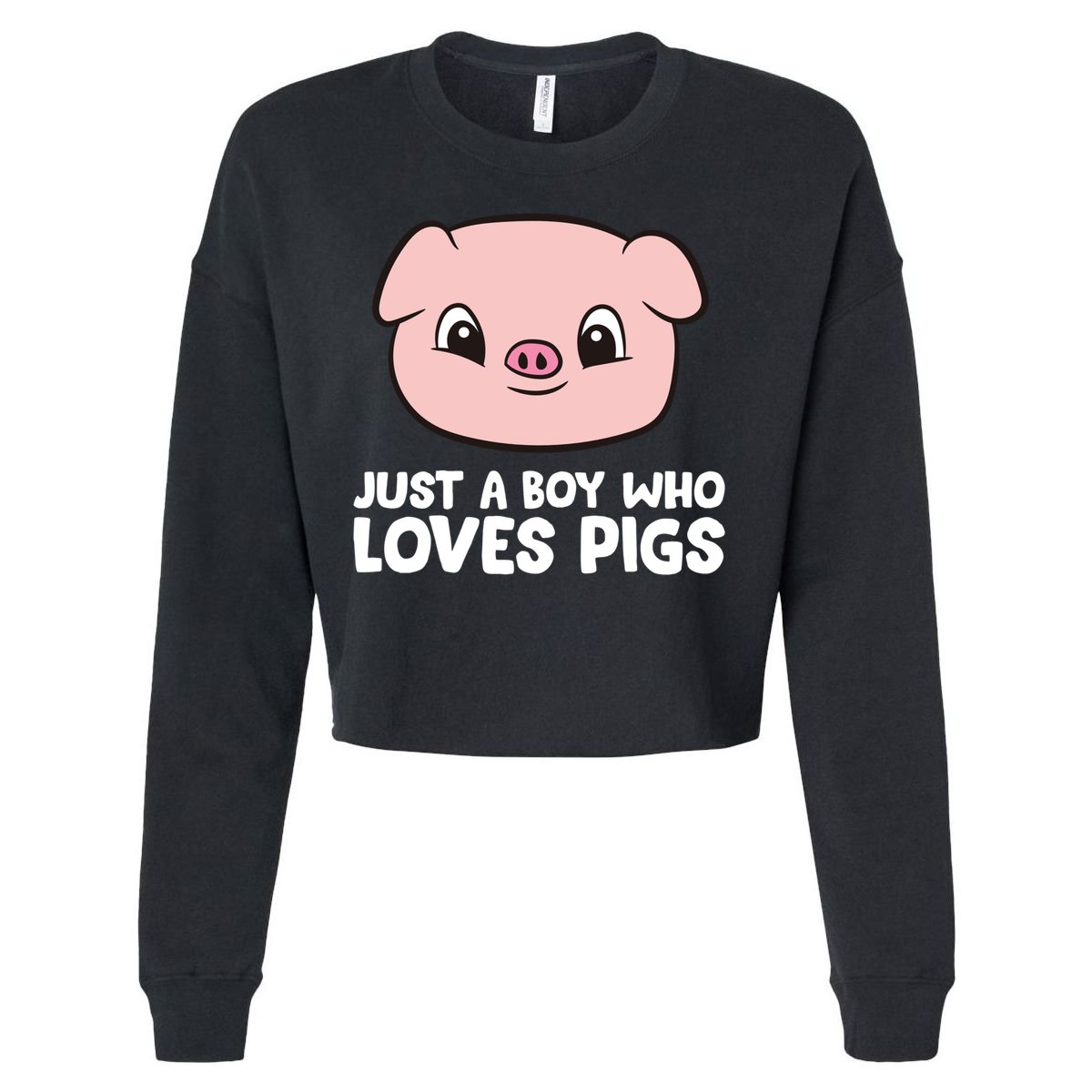 Pig Farmer Boy Just A Boy Who Loves Pigs Cool Gift Cropped Pullover Crew