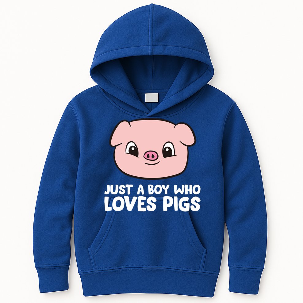 Pig Farmer Boy Just A Boy Who Loves Pigs Cool Gift Kids Hoodie