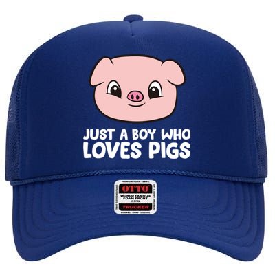 Pig Farmer Boy Just A Boy Who Loves Pigs Cool Gift High Crown Mesh Back Trucker Hat