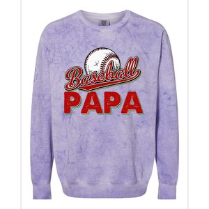 Papa Flag Baseball Fathers Day Colorblast Crewneck Sweatshirt